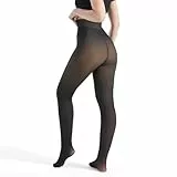 FUNUPUP Collant Polaire Femme Legging Hiver Taille Haute Collants Thermiques en Laine - Faux Transparent Noir Opaque Plein Pied 230g, XS-M