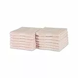 Amazon Basics Lot de 12 Gant de Toilette en Coton résistant à la décoloration, 30 x 30 cm, Rose Fard À Joues