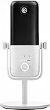 Elgato Wave:3 White - Micro à condensateur USB de qualité studio pour streaming, podcasts, gaming, télétravail, logiciel de mixage gratuit, plug-ins d'effets, anti-distorsion, plug & play sur Mac, PC