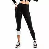 SINOPHANT Legging Doublé Polaire Femme, Pantalon Polaire Femme Thermique Taille Haute Chaud Hiver, Noir, M