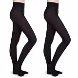 BBXWANG 2 Paires Collant Opaque 100 Deniers Collant Thermique Femme Épais Doux Collants Extensibles Collant Hiver (FR/ES, Alpha/lettres, L, Taille normale, Taille normale, Noirs)