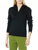 Amazon Essentials Sweat à Capuche Coupe Classique à Col en v et Manches Longues Femme, Noir, L
