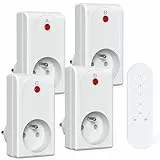 Prise Telecommande sans Fil, SURNICE Prises Télécommandée Programmable, Portée 80M, 1000W, Puissance dissipée faible, All On/Off, Piles Fournies, Blanc