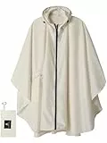 Linenlux Poncho de pluie imperméable à capuche avec fermeture éclair pour adultes, blanc, taille unique