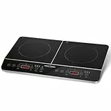 ProfiCook® table de cuisson à induction avec surface en vitrocéramique | 2 plaques | plaque de cuisson avec minuterie 180 min & 16 niveaux | avec arrêt automatique | 3500 W | PC-DKI 1067