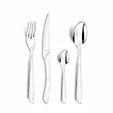 AMEFA - Ménagère 24 couverts de table pour 6 personnes - Eclat Nature - Acier inoxydable 18/0, Finition Brillante - Bois Blanc