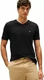 Tommy Hilfiger T-Shirt Manches Courtes Homme Essential Tee avec Col en V, Noir (Black), M