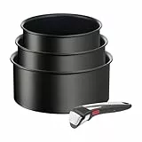 Tefal Ingenio Lot de 4 pièces, Casseroles 16/18/20 cm + 1 poignée amovible, Induction, Revêtement antiadhésif, Empilable, Unlimited On L3959443, Noir