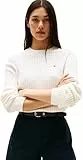 Tommy Hilfiger Pull Femme Cable Fine Torsadé, Blanc (Ivory Silk), S