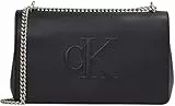 Calvin Klein Sac à Bandoulière Femme Sculpted Flap avec Chaîne, Noir (Black), Taille Unique