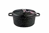 KAMBERG - 0008193 - Cocotte Ø 16 cm Ronde Noire - Fonte d'aluminium - Revêtement pierre - Tous feux dont induction - Sans PFOA