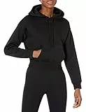 Amazon Essentials Sweat-Shirt à Capuche Coupe Courte (Grandes Tailles Disponibles) Femme, Noir, S