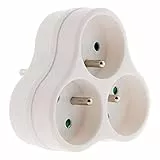 Zenitech - Triplite 3X 16A 2P+T - Multiprise Triangulaire avec Sécurité Enfant - Polypropylène Blanc - Idéale pour Usage Domestique - Certifiée NF - Blanc