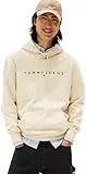 Tommy Jeans Sweat à Capuche Homme Linear Logo avec Capuche, Beige (Desert Sand Dune), 3XL