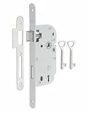 THIRARD - Serrure Encastrable à Clé pour Porte de Chambre - Axe 40 mm - Bouts Ronds - Blanc - 2 Clés - Coffre Acier Embouti - Têtière Acier - Mécanisme à 1 Tour