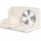 YASHE Trancheuse Électrique Pliable, Trancheuse À Jambon 180W Avec Lame Dentelée De 17 Cm, Épaisseur Réglable 0–15 Mm, Facile À Nettoyer & Design Sécurisé Pour Viande, Fromage, Pain, Légumes