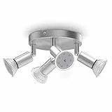 B.K.Licht plafonnier LED, 4 spots pivotants, avec ampoules LED GU10 3W 250lm, lumière blanche chaude, éclairage plafond chambre, salon salle à manger cuisine, Ø18cm