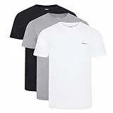 DKNY Lot de 3 t-Shirts à Manches Courtes pour Homme 100% Coton, Noir/Blanc/Gris, XL