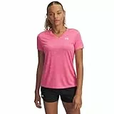 Under Armour Tech Manches Courtes col en V-Twist, T-Shirt Femme col V Confortable et au séchage Rapide, T-Shirt de Sport Respirant, Femmes, Super Pink/White, L, Super Pink/White, MD