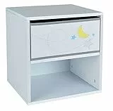 Fun House 713038 Espace Chevet/Table de Nuit avec tiroir H.36 X L. 33 X P. 30 CM pour Enfant, à partir de 2 Ans, Brun