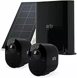 Arlo Ultra 2 Camera Surveillance WiFi Exterieure sans Fil + Panneau Solair Blanc, 4K UHD, 180° Vision Nocturne, Sirène, Projecteur, SmartHub Incluse, Essai Arlo Secure Inclus, 3 Caméras Noir
