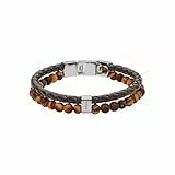 Fossil Bracelet Pour Homme Vintage Casual, Longueur Intérieure : 180mm - 195mm Bracelet En Cuir Marron, JF03118040