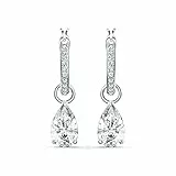 Swarovski Pendants d'oreilles Attract, Taille poire, Blanches, Métal rhodié