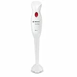 Bosch Hausgeräte Mixeur plongeant CleverMixx MSM14000, pied de mixeur amovible, poignée ergonomique, boîtier léger, couteau à 4 lames, nettoyage facile, 400 W, blanc/rouge