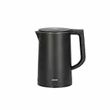 SEVERIN Bouilloire electrique temperature reglable, Poignée à indicateur de chauffe coloré, 2 200 W, Bouilloire inox 1,7L à ouverture XXL, électrique avec Socle 360°, Noir, WK 3484