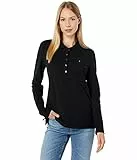 Tommy Hilfiger Polo à Manches Longues pour Femme, Noir, Taille M