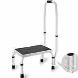 VEVOR Marchepied 1 Marche Capacité 150 kg Marche Pied en Acier 3 Hauteurs Réglables avec Poignée Tabouret Antidérapant Portable pour Tout-petits, Adultes, Bureau, Camping-cars, Salles de Bains, Maison