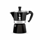 Bialetti - Moka Color : Machine à expresso emblématique sur la cuisinière, Fait du vrai café italien, Pot Moka 6 tasses (250 ml), Aluminium, Noir