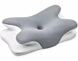 Ehomfory Oreiller Ergonomique Cervical, 2 en 1 Oreiller Memoire Forme pour la Nuque, Oreiller pour Dormir sur Le côté, Le Dos et Le Ventre, 62 x 41 x 9/12cm (Gris)