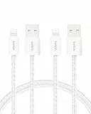 Belkin Pack de 2 Câbles USB-A vers Lightning avec gaine tressée (1,5 m, doux au toucher, souple, recharge rapide, câble de recharge pour iPhone 14 et version antérieure, iPad 9e gén., AirPods, blanc)