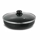 Sitram 712771 Sauteuse Aluminium pressé noir FAMILY Ø 26 cm H 6.5 cm + Couvercle vapeur en verre, Revêtement anti-adhésif sans PFOA, compatible manche SITRAMOVIBLE - Tous feux dont induction