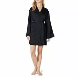 Amazon Essentials Robe de Chambre en Satin à Coupe Décontractée Femme, Noir, L