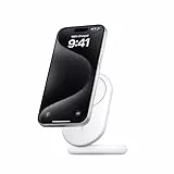 Belkin BoostCharge Socle de Recharge pour appareils Qi2 (Chargeur Pliable, Compatible MagSafe, 15 W, pour modèles de l'iPhone 16, 15, 14, 13, Chargeur fonctionnant avec Le Mode Standy, Blanc)