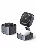 UGREEN MagFlow Qi2 15W Chargeur Induction 2 en 1 Certifié Compatible avec MagSafe iPhone 16 15 14 13 12 Plus Pro Max AirPods 4 3 Pro 2 Chargeur sans Fil Magnétique Rapide Pliable Angle Réglable