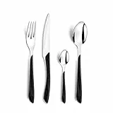 AMEFA - Ménagère 24 couverts de table pour 6 personnes - Eclat Nature - Acier inoxydable 18/0, Finition Brillante - Bois Noir