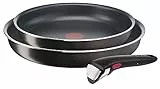 Tefal Ingenio Lot de 2 poêles 24/28 cm, Poignée amovible, Non induction, Revêtement antiadhésif, Empilable, Compatible lave-vaisselle, Easy Plus L1509202