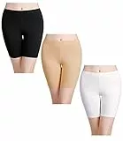 wirarpa Panty Coton Cycliste Short Femme Long Culottes Boxer Shorty Legging Boxer Caleçon Grande Lot de 3 ,Multicolor-noir, Beige, Blanc,XXL