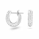 Swarovski Anneaux d'oreilles Stone, Pavé, Petites, Blanches, Métal rhodié