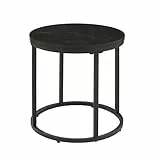 Ball & Cast Petite Table d'appoint Ronde Moderne, Table d'appoint en Faux marbre avec Structure en métal pour Petit Espace, Noir