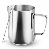 Kolamom Pichet Lait Inox 600ml/21oz, Pot à Lait avec Mesure Mark pour Faire Mousse le Lait, des Capuccinos, des Jus
