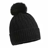 COACOM Bonnet d'Hiver Chaud pour Femme - Épais et Coupe-Vent - Bandeau Classique en Laine - pour le Ski et l'Extérieur (Noir), Taille Unique