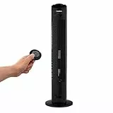MEDION E11 TF Ventilateur colonne avec télécommande (3 vitesses, mode sommeil silencieux, 45 W, oscillation horizontale 60°, minuterie, MD12067) noir