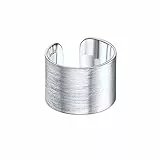 ChicSilver Bague Ajustable Argent Femme Grosse Large 15 mm Anneau Ouverte Réglable Bijoux Fantaisie pour Fille Homme