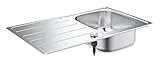 GROHE Évier de cuisine 1 bac avec égouttoir, K200, réversible, 86 x 50 x 18 cm, acier inoxydable chromé, 31552SD1 (Import Allemagne)