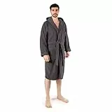 Caleffi Peignoir pour Adultes, Femme, Homme, Unisexe avec Capuche, en éponge Douce Coton hydrophile 450 g/m², Lavable en Machine à 40°, sèche-Linge, Taille 1009907, Noir, XXL/3XL Mixte
