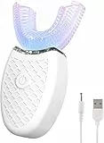 CYSJ Brosse à dents électrique entièrement automatique type U 360 ° – Brosse à dents sonique blanchissante – 4 modes optionnels IPX7 – Têtes en silicone pour adulte (blanc)